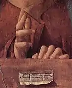 Detalle de Salvator Mundi de Antonello da Messina, 1465.