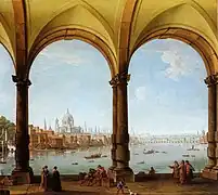 St. Paul visto desde una loggia (c. 1748) de Antonio Joli, que también trabajó en Venecia