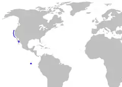 Mapa de distribución de A. kampae.