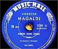 Tapa del disco "Aquel Don Juan" de F. Brancatti y R.M. Sánchez por Agustín Magaldi (1930)