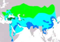 Distribución del águila imperial oriental.