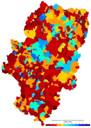 Crecimiento de la población por municipio entre 2008 y 2018