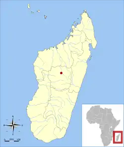 Localización de los subfósiles de Archaeoindris fontoynontiGodfrey, L.R.; Jungers, W.L. (2002). «Capítulo 7: Quaternary fossil lemurs».  En Hartwig W.C., ed. The Primate Fossil Record. Cambridge University Press. p. 112. ISBN 978-0521663151. 