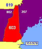 Código de área 603 en Rojo