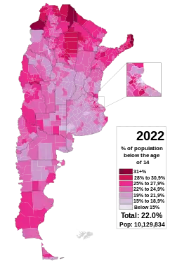 Argentinos menores de 14 años por municipio
