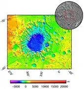 Mapa MOLA que muestran el contexto geográfico de Argyre.