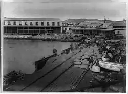 El muelle de Arica en 1868, antes del cataclismo.