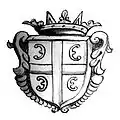 Escudo de armas de Serbia s. 17, de la obra de Mavro Orbini, Regno degli Slavi (1601)