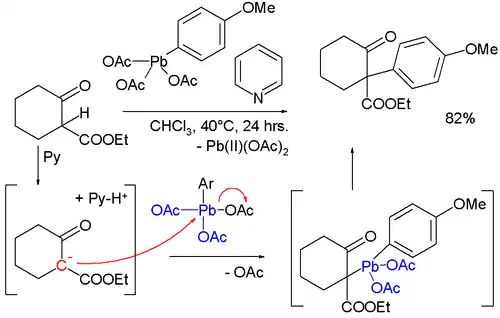 C-alquilación del triacetato de p-metoxifenilplomo