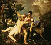 Tiziano Vecellio, Venus y Adonis, ca. 1560, Colección privada, temp. Oxford, Ashmolean Museum