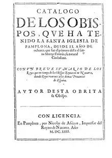 Catálogo de los obispos de Pamplona de Prudencio de Sandoval (1617)