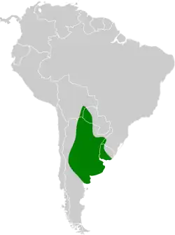 Distribución geográfica del canastero chaqueño.