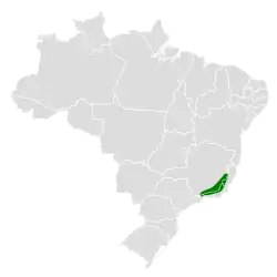 Distribución geográfica del piscuiz de Itatiaia.