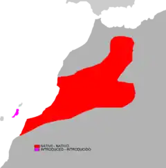 Mapa de distribución de A. getulus.