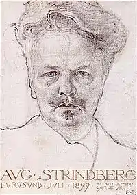 Retrato de August Strindberg en carboncillo y óleo (1899)