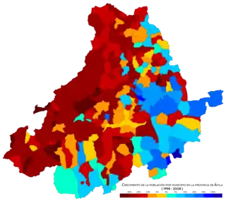 Crecimiento de la población entre 1998 y 2008