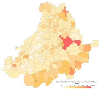 Densidad de población por municipio en 2018