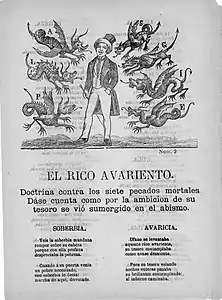 Pliego de cordel: El rico ávaro 1900