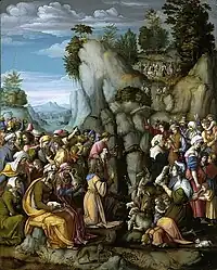 Moses haciendo manar agua de la roca (1525), de Bacchiacca