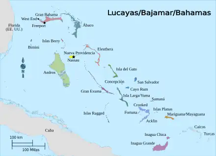 Mapa de las Bahamas