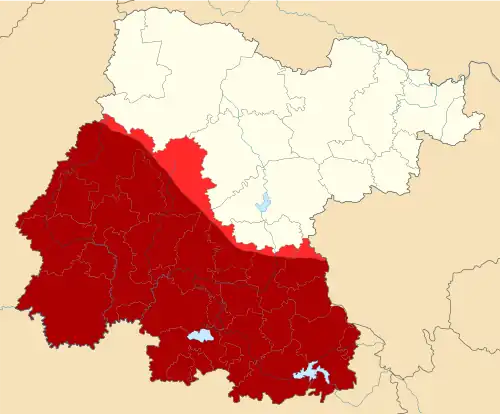      Mapa del Bajío en Guanajuato con base en la definición geográfica.     Mapa del Bajío en Guanajuato con base en la división política municipal.