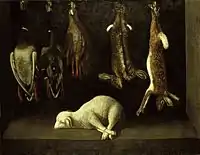 Bodegón con cordero y piezas de juego (1645-55) de Baltazar Gomes Figueira en el Museo de Évora