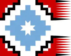 Antigua bandera mapuche, según obra de 1946 de fray Pedro Subercaseaux.