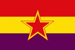 Bandera republicana española, modificada por diversos grupos comunistas españoles.