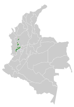 Distribución geográfica de la tangara del Tatamá.