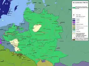 Mapa que muestra el área del conflicto de la Confederación de Bar