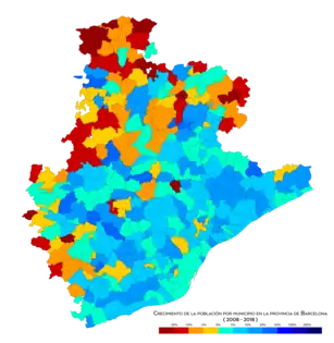 Crecimiento de la población entre 2008 y 2018