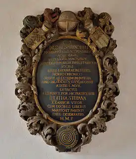 Epitafio de Bernoulli en el claustro.