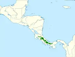 Distribución geográfica de la reinita tica.