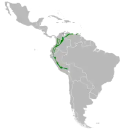 Distribución geográfica de la reinita cabecilistada.