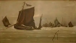 Bateaux de pêche rentrant à Berck por Ludovic Napoléon, comte Lepic