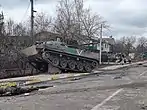 Vehículo de combate de infantería BMD-4M con el símbolo "V"