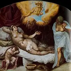 Danae recibiendo la lluvia de oro (fresco en El Pardo), de Gaspar Becerra.