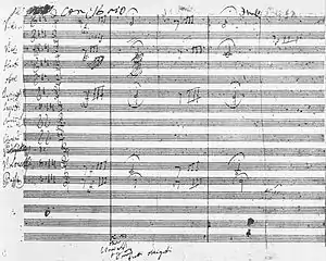 Primera página de la Quinta sinfonía (1808), de Ludwig van Beethoven.