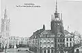 El campanario y las 'hallen' (Sala de Paño) en 1897