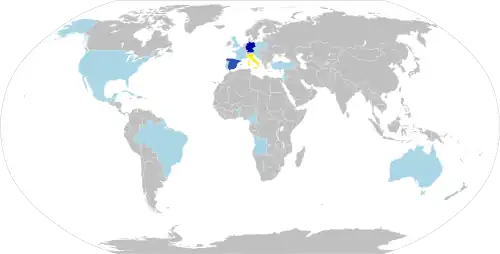 Países visitados por Benedicto XVI.