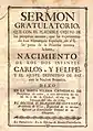 Sermón que celebra el nacimiento de los infantes Carlos y Felipe y la paz con Inglaterra (1784)