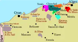 Distribución geográfica de los Dialectos zenati de Argelia Occidental.