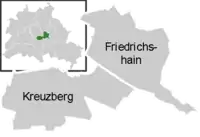 Mapa del distrito de Friedrichshain-Kreuzberg