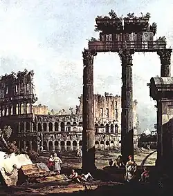 Capricci Romano por Bernardo Bellotto Il Canaletto (1742 - 1747), pintura al óleo.