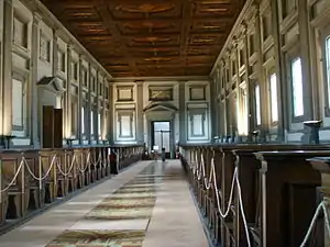 Sala de lectura de la Biblioteca Laurenciana