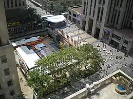 Aerial view of lower plaza