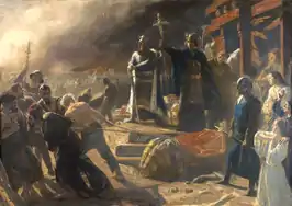 El obispo Absalon derriba al dios Svantevit en Arkona
