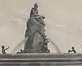 La fuente de Bismarck en Flensburg con Germania inaugurada en 1903 y realizada por Helmuth Schievelkamp.