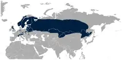 Distribución de gallo liraBirdLife International and NatureServe (2014) Bird Species Distribution Maps of the World. 2012. Lyrurus tetrix. In: IUCN 2014. The IUCN Red List of Threatened Species. Version 2014.3. «Archived copy». Archivado desde el original el 27 de junio de 2014. Consultado el 27 de junio de 2014. . Downloaded on 2 June 2015.