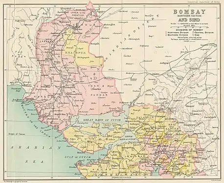 Presidencia de Bombay en 1909, porción del norte.